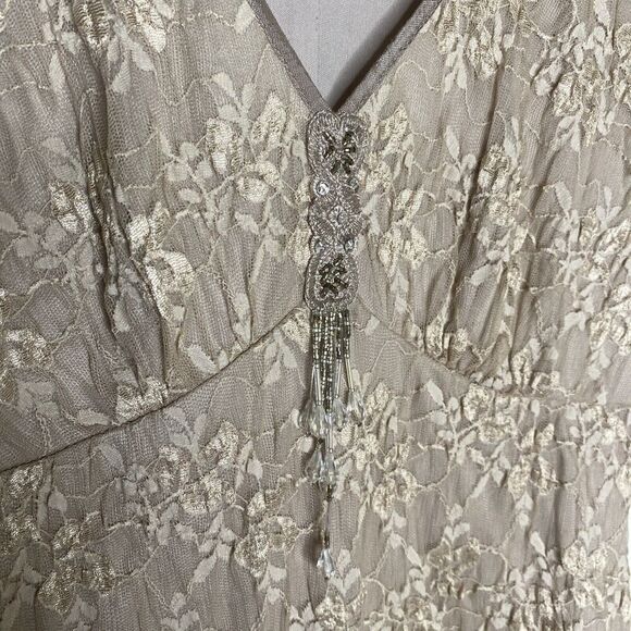 Rabbit Rabbit Rabbit Designs Vintage Champagne Lace Mid Dress Y2k Small - Picture 7 of 12